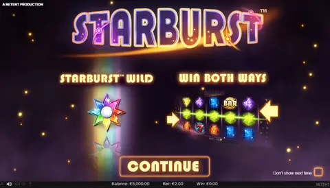 Starburst slot in the Prestige Casino lobby